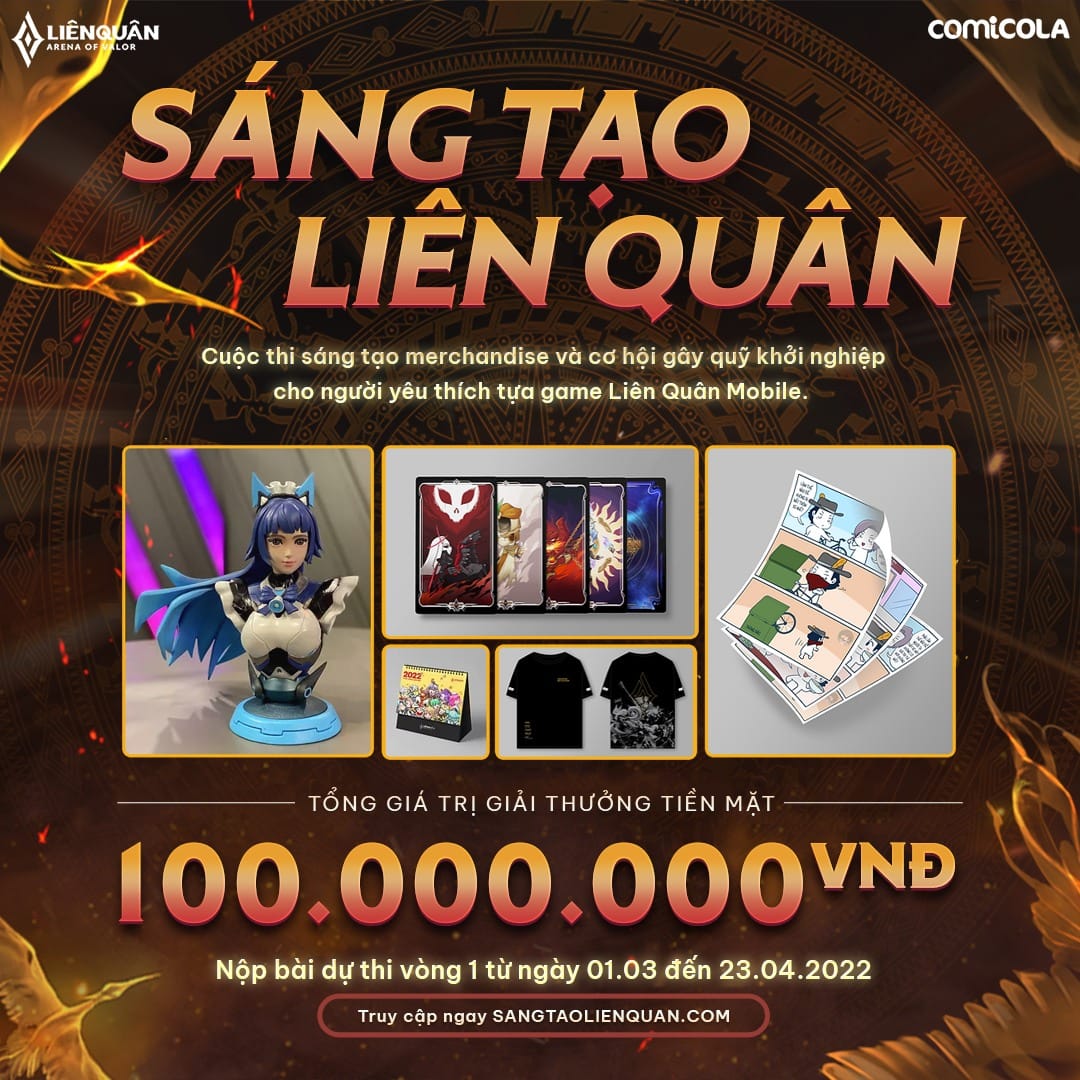 Liên Quân Mobile và Comicola Phát Động Cuộc Thi Thiết Kế Merchandise, Giải Thưởng Lên Tới 100.000.000 VNĐ